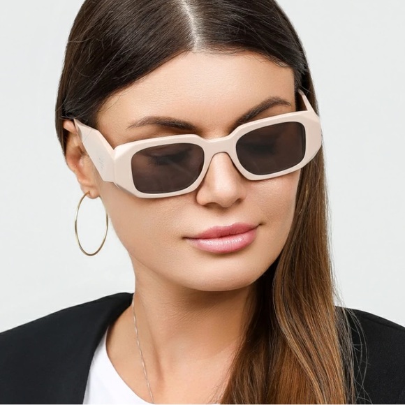 Prada rectangle acetate sunglasses in beige
